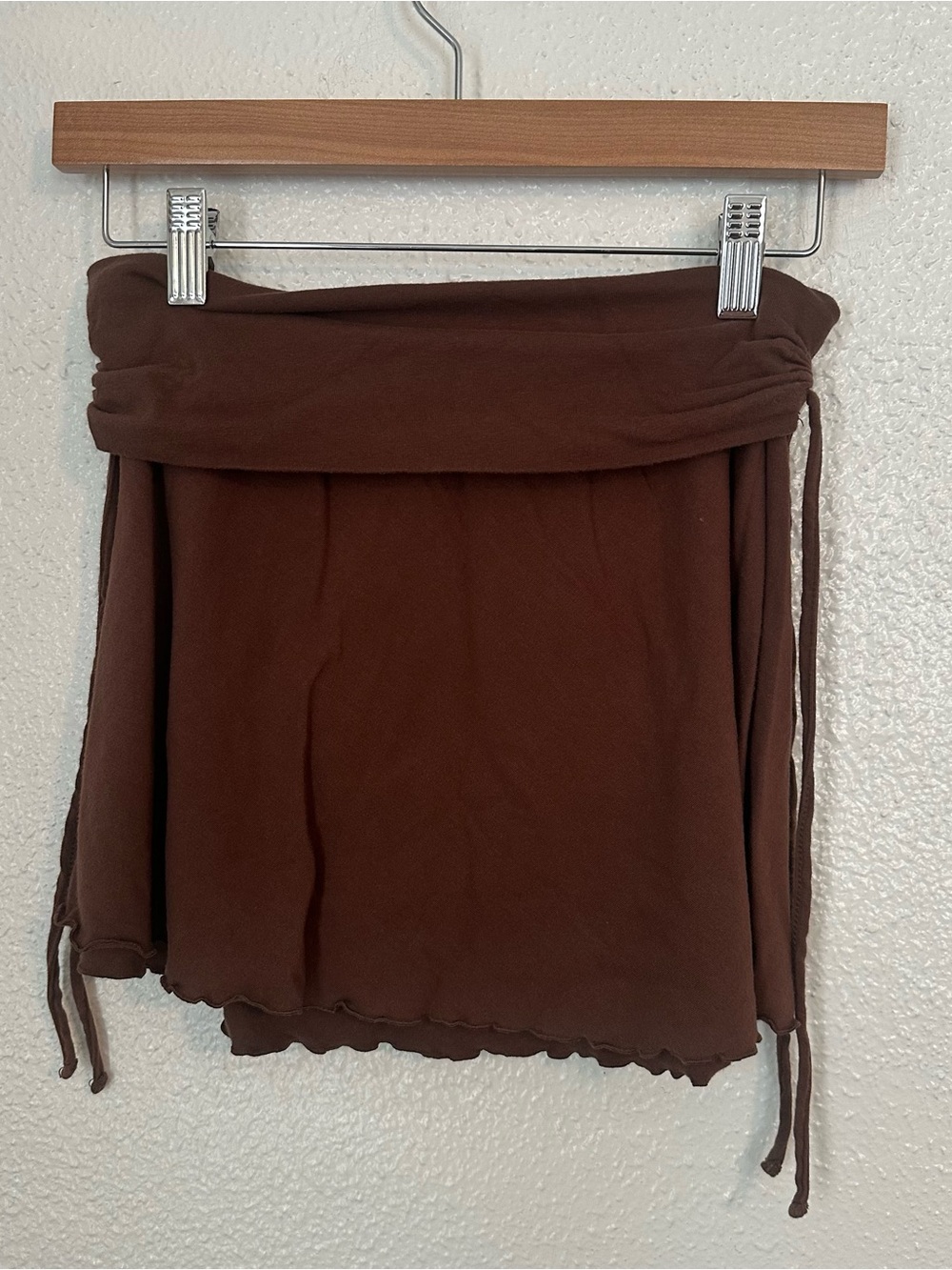 Y2K lettuce hem brown mini skirt with side ties women’s small Arizona trendy S - Picture 3 of 6